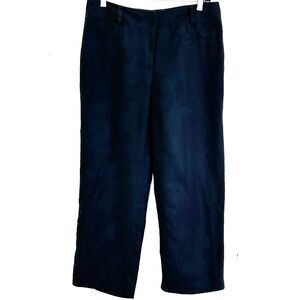 Kasper Solid Black Linen Rayon Cropped Pants Size 8 with Pockets Summer Vacation